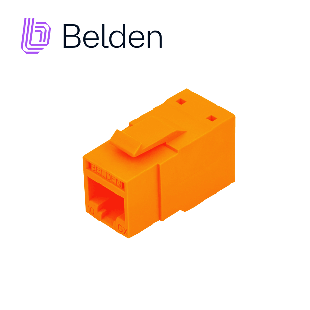 CONECTOR MODULAR JACK RJ45 CAT6A REVCONNECT BELDEN RVAMJKUOR-S1 ESTILO KEYCONNECT NARANJA COMPATIBLE CON FACEPLATE AX102660,AX102655,AX102249 ESQUEMA DE CABLEADO T568A/B HERRAMIENTA COMPATIBLE RVUTT01 USO INTERIOR CALIBRE DEL CONDUCTOR 23-24 AW - Miniatura 2