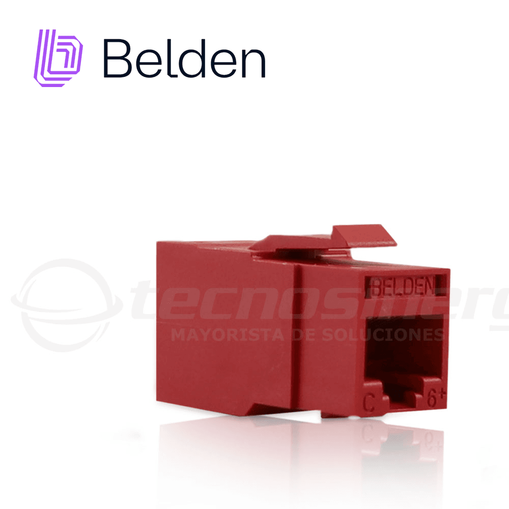 CONECTOR MODULAR JACK CAT6+ RJ45 BELDEN RV6MJKURD-S1 / REVCONNECT / INTERIOR / ROJO / PIEZA - Miniatura 2