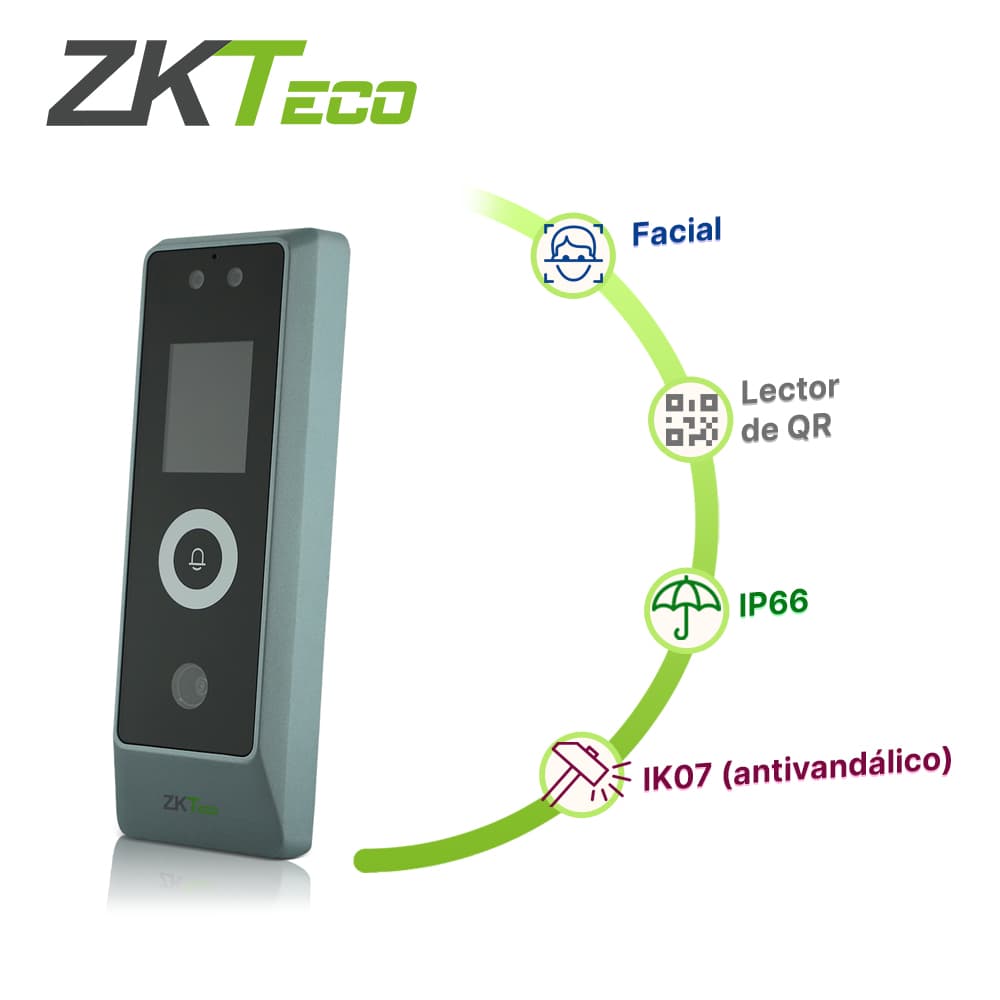 TERMINAL DE CONTROL DE ACCESO   ZKTECO PROMA-QR  VERIFICACION POR ROSTRO, QR,  CAPACIDAD DE ROSTROS 30,000  TARJETAS 50,000  DE 125KHZ  EVENTOS 500,000  TCP/IP  CONSTRUIDO CON CARCAZA METALICA QUE RESISTE INSTALACION EN  EXTERIOR COMPATIBLE CON SOFTW - Miniatura 2