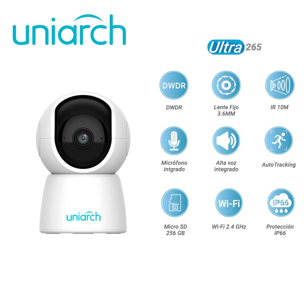 CAMARA IP MINI PT UNIARCH UHO-S2E / 2MP / ULTRA 265 / 5 VCC / DWDR / LENTE FIJO DE 3.6 MM / IR HASTA 10 M / MICROFONO Y ALTAVOZ INTEGRADO / HUMAN BODY DETECTION / AUTOTRACKING / RANURA PARA MICRO SD HASTA 256 GB / /WIFI 2.4 GHZ - Miniatura 4