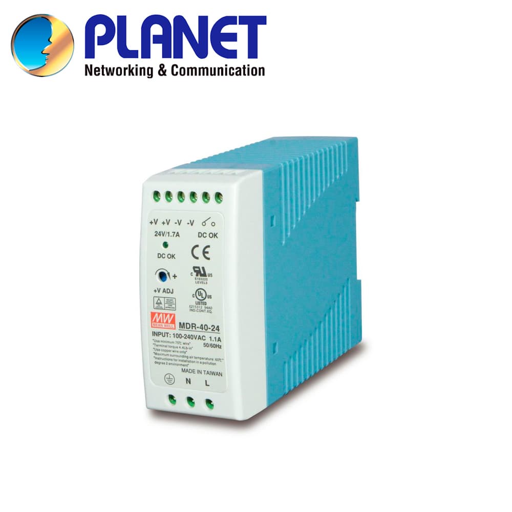 FUENTE DE PODER INDUSTRIAL PLANET PWR-40-24 / ENTRADA 85-264VCA/120-370VCD / SALIDA 24VCD 40W 1.7A / INSTALACION DIN-RAIL / IDEAL PARA SWITCHES INDUSTRIALES (MINIMO DE COMPRA 4 PIEZAS) - Miniatura 2