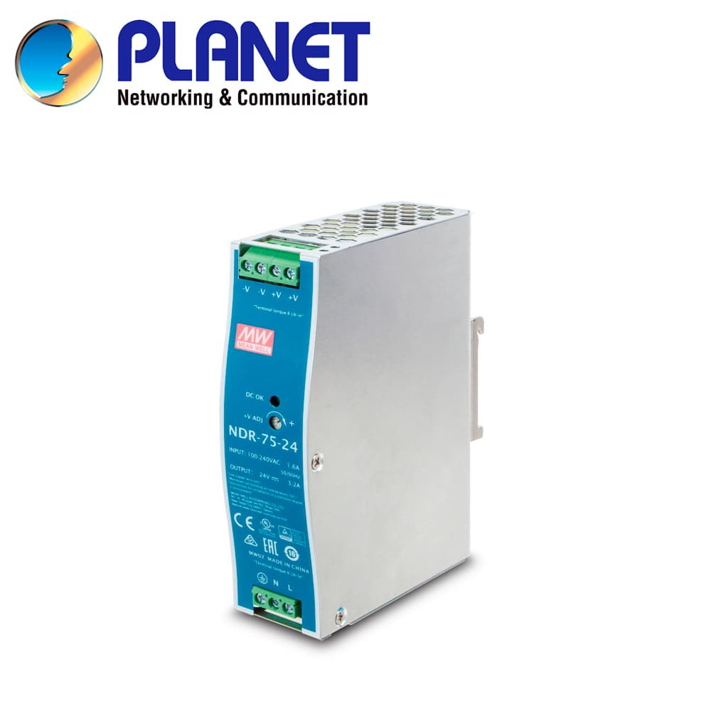FUENTE DE PODER INDUSTRIAL PLANET PWR-75-24 / ENTRADA 90-264VCA/127-370VCD / SALIDA 24VCD 75W 3.2A / INSTALACION DIN-RAIL / IDEAL PARA SWITCHES INDUSTRIALES (MINIMO DE COMPRA 4 PIEZAS) - Miniatura 2
