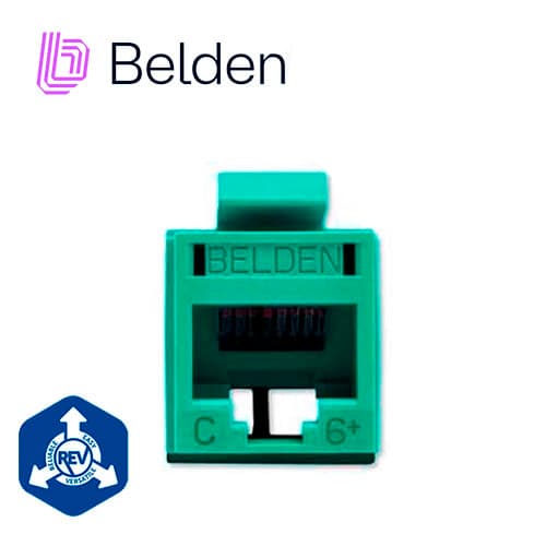 CONECTOR MODULAR JACK RJ45 CAT6 REVCONNECT BELDEN RV6MJKUGN-S1 ESTILO KEYCONNECT VERDE COMPATIBLE CON FACEPLATE AX102660,AX102655,AX102249 ESQUEMA DE CABLEADO T568A/B HERRAMIENTA COMPATIBLE RVUTT01 USO INTERIOR CALIBRE DEL CONDUCTOR 23-24 AWG - Miniatura 4