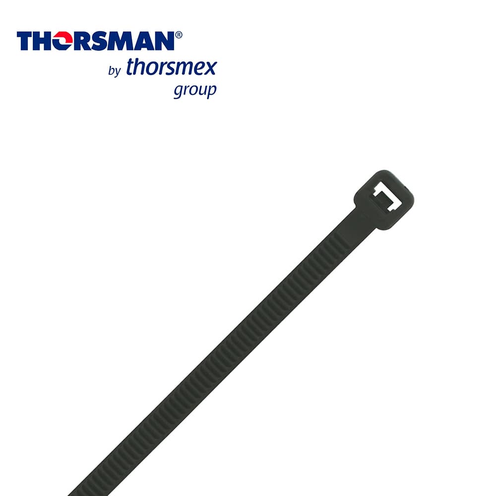CINCHO NYLON THORSMAN TH 300-4.8-86 NEGRO C/100 4.8MM - 86MM DIAMETRO MAXIMO BOLSA/100PZS CAPACIDAD DE ATADO 86MM, FABRICADO EN POLIAMIDA (NYLON 66), GRADO DE FLAMABILIDAD UL 94 V-2, RESISTENTE A LA CORROSION, HUMEDAD Y CLIMAS EXTREMOS, TENSION 22 (K - Miniatura 2