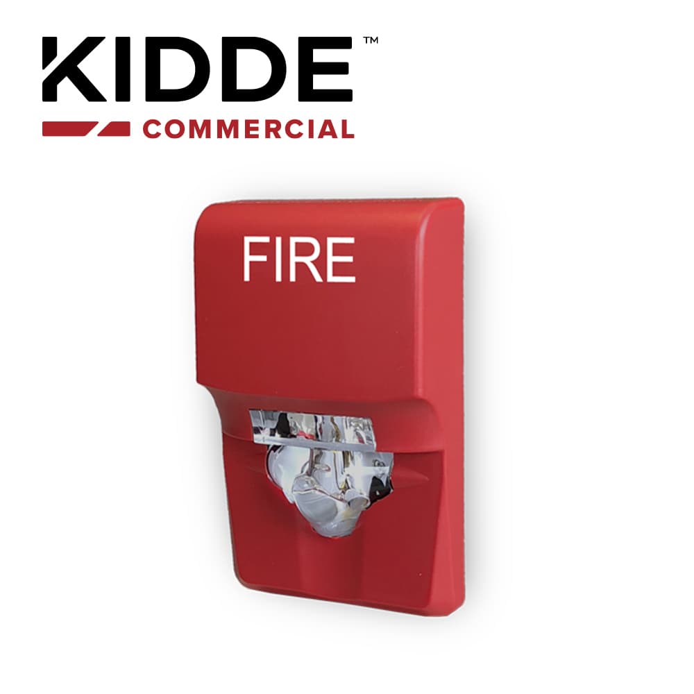 ESTROBO DE PARED COMPACTA, MARCA KIDDE, MODELO EG1VRF, 15-75 CD, ROJA CON LA PALABRA FIRE - Miniatura 2