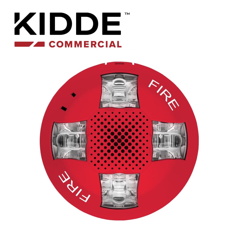 ALTAVOZ DE TECHO CON LUZ ESTROBOSCOPICA / 15-115 CD / KIDDE / GCSVRF / ROJA, CON LA PALABRA FIRE. PLACA DE CABLEADO LATERAL DE LA HABITACION INCLUIDA - Miniatura 2