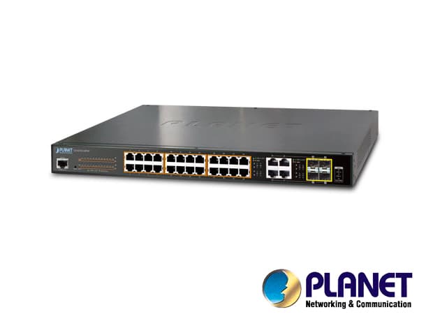 SWITCH ADMINISTRABLE PLANET GS-4210-24PL4C / 28 PUERTOS RJ45 10/100/1000 MBPS / 4 PUERTOS SFP 100/1000 MBPS / 24 PUERTOS CON INYECTOR POE 802.3AT/AF / 1 PUERTO SERIE RS-232 A RJ45 / RECINTO DE METAL / 3 VENTILADORES / VLAN / 440 WATTS / MONTAJE EN RA - Miniatura 2