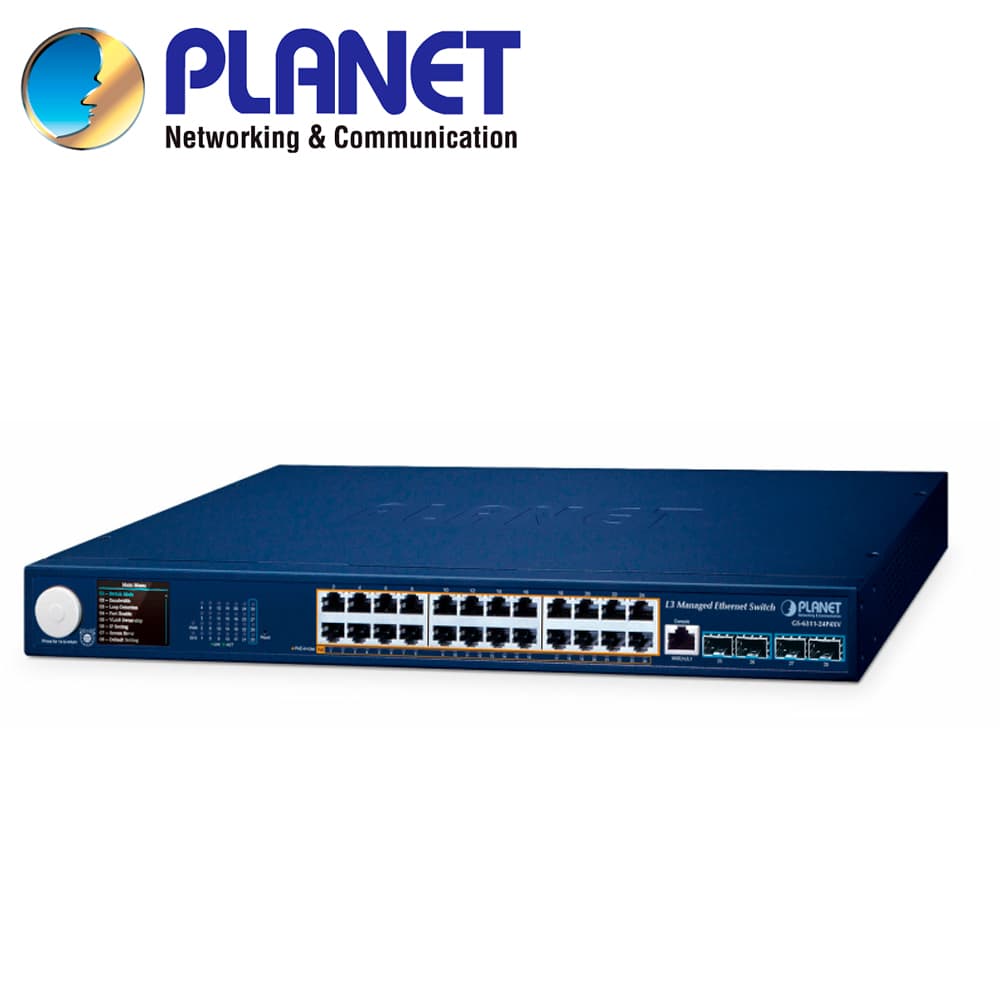 SWITCH POE ADMINISTRABLE L3 PLANET GS-6311-24P4XV / 24 PUERTOS RJ45 POE AF/AT 10M/100M/1,000M/2.5GBPS / 4 PUERTOS SFP+ 1/10GBPS / 1 PUERTO CONSOLA / BUDGET POE 370W / ANILLO ERPS / IGMP ACL MLD / OSPF V2 ROUNTING DINAMICO / PANTALLA INTELIGENTE E INT - Miniatura 2