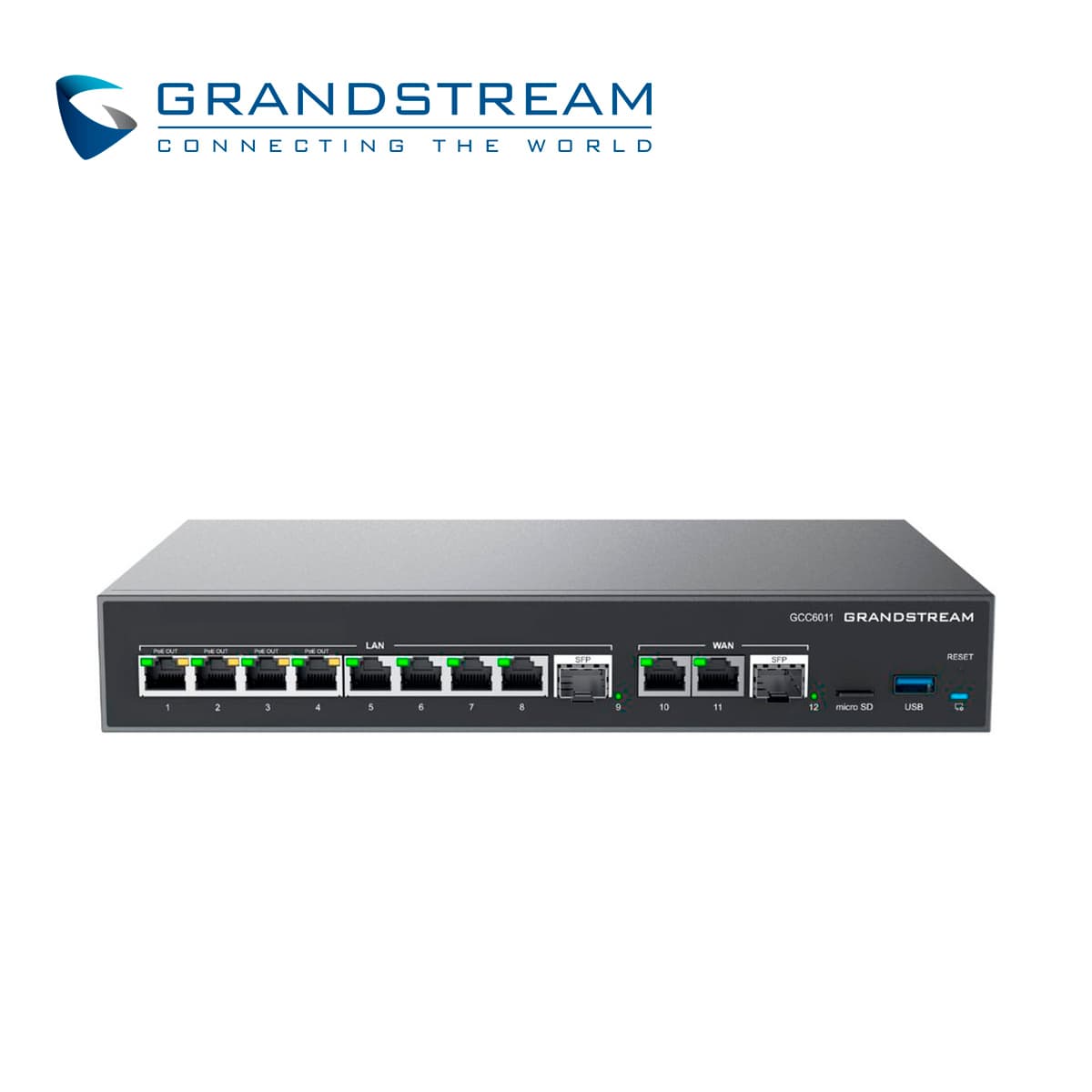 DISPOSITIVO 4 EN 1 GRANDSTREAM GCC6011 CONMUTADOR IP / FIREWALL / RUTEADOR VPN / SWITCH 10 PUERTOS GIGA / 3 PUERTOS WAN FIJOS / 4 PUERTOS POE AF/AT / 2 PUERTOS SFP 2.5GBPS / 12 USUARIOS / 4 LLAMADAS SIMULTANEAS / ADMINISTRABLE CLOUD GDMS - Miniatura 2