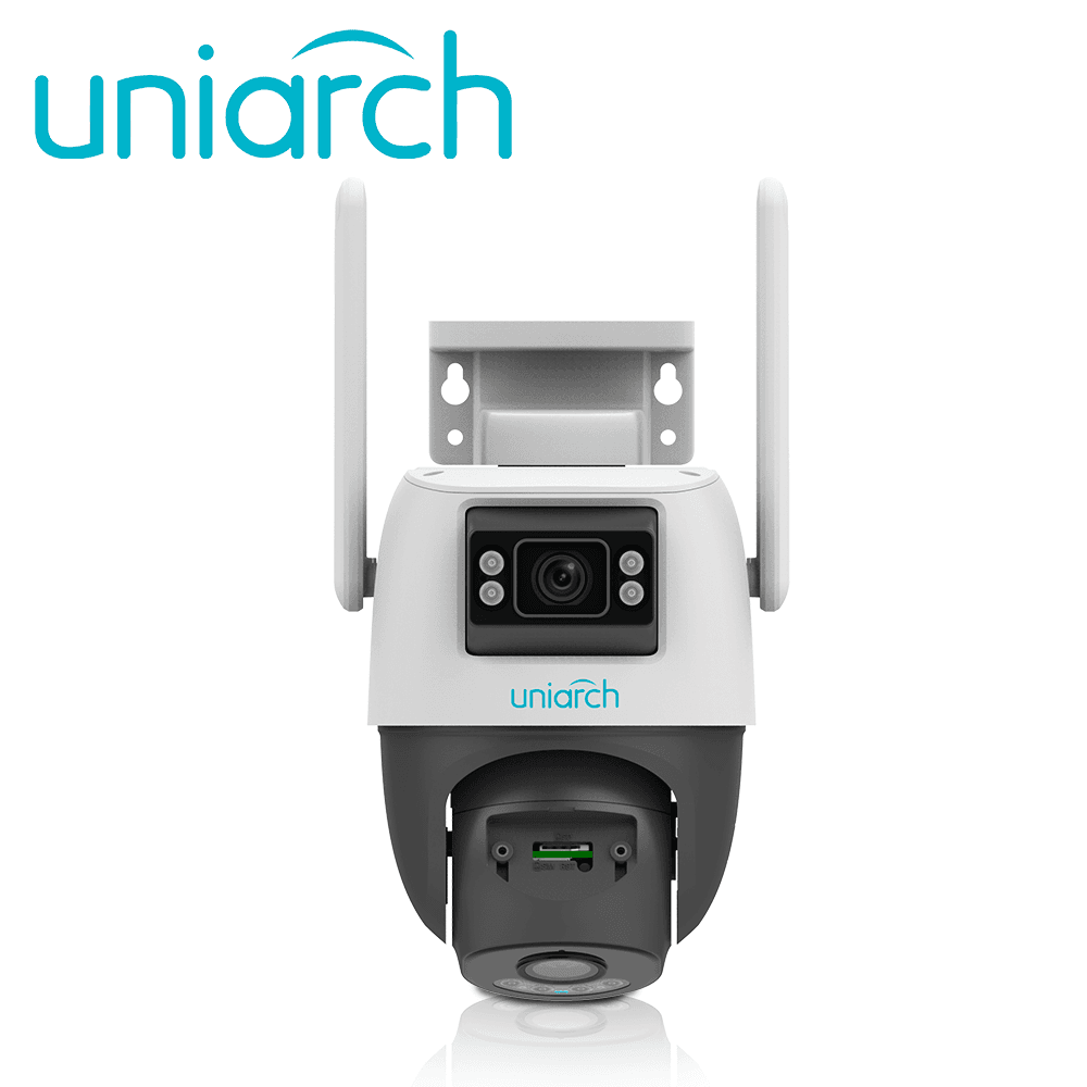 CAMARA IP PTZ DOBLE LENTE WIFI UNIARCH Uho-P2S-M33F34 / 3MP+3MP / LENTE FIJO / DWDR / IR30M / LUZ-CALIDA10M / MICROSD512GB / MICROFONO+ALTAVOZ-INTEGRADO / PANEO+TILDEO / ULTRA-MOTION-DETECTION / IP66 / ULTRA265 / 12VCD / EXTERIOR / SERIE PANDA - Miniatura 3