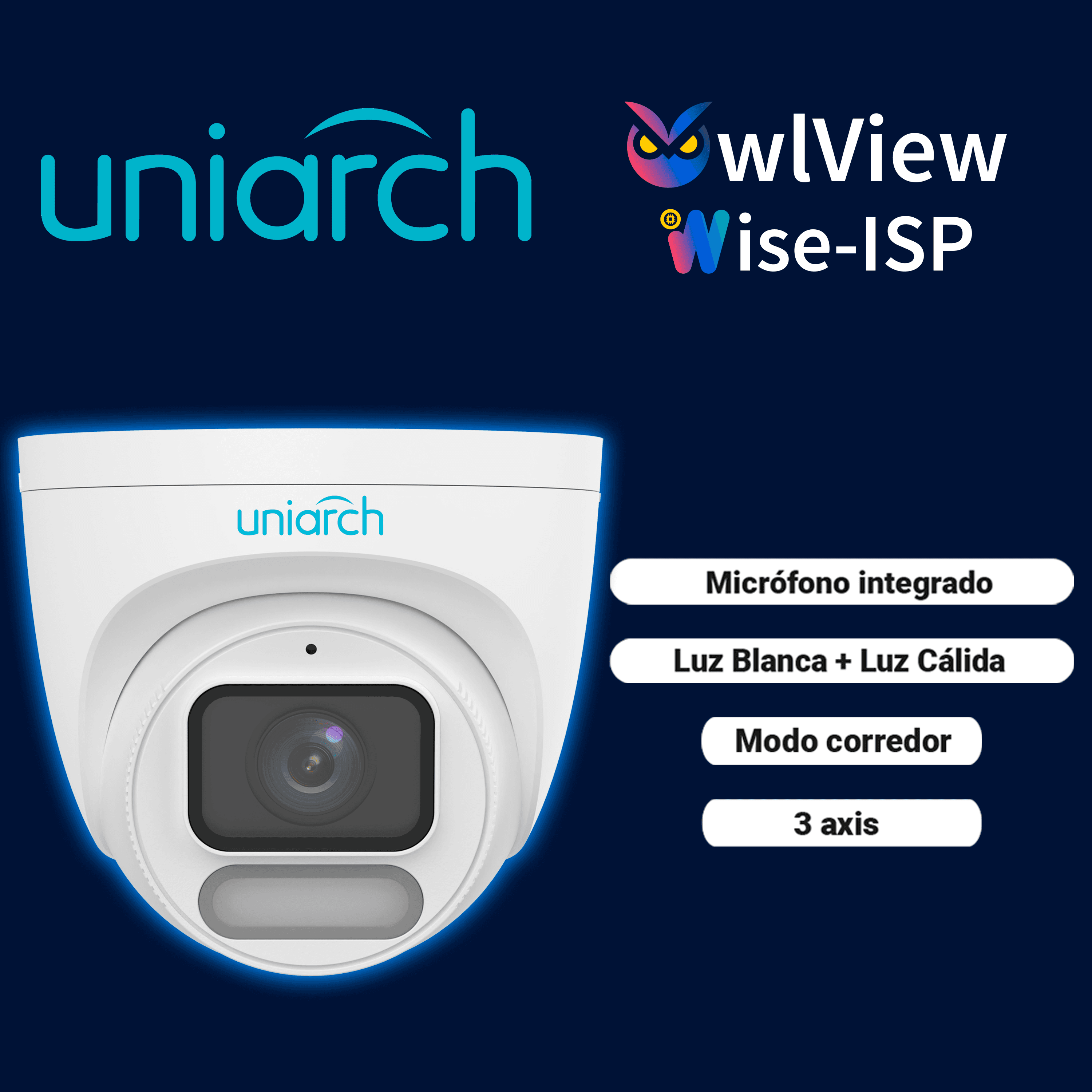 CAMARA IP TURRET OWLVIEW UNIARCH IPC-T244-ADF28K-WP / 4MP / LENTE 2.8MM / WDR120DB / LUZ-BLANCA+LUZ-CALIDA30M / MICROSD512GB / MICROFONO-INTEGRADO / ULTRA-MOTION-DETECTION / POE-AF / ONVIF / 3-AXIS / IP67 / METAL+PLASTICO / ULTRA265 / NDAA / SERIE HA - Miniatura 2