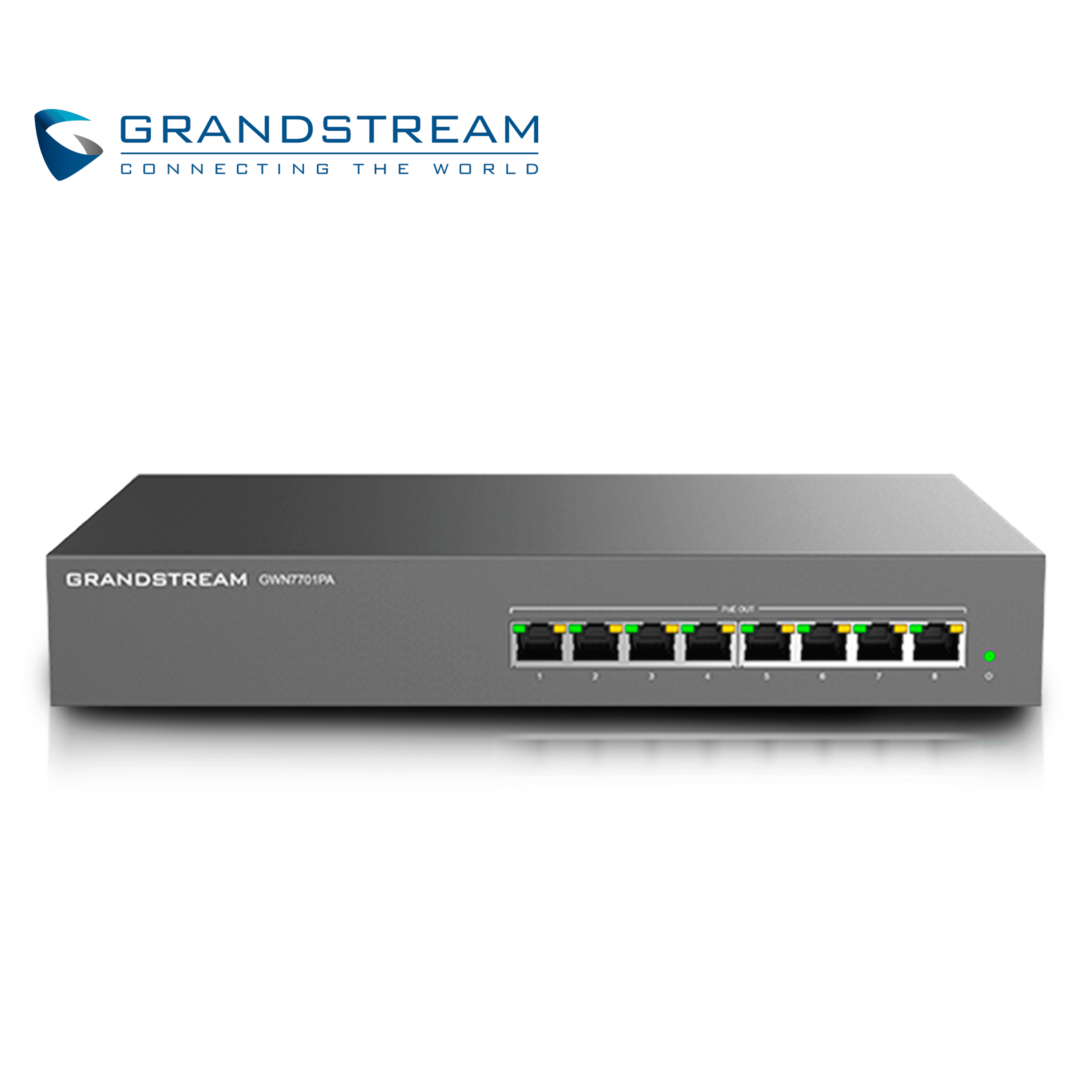 SWITCH NO ADMINISTRABLE POE+ GRANDSTREAM GWN7701PA / 8 PUERTOS 10/100/1,000MBPS / 8 PUERTOS POE+ AF/AT / MONTAJE ESCRITORIO/PARED / ALIMENTACION 100-240VCA/150W / METALICO - Miniatura 2