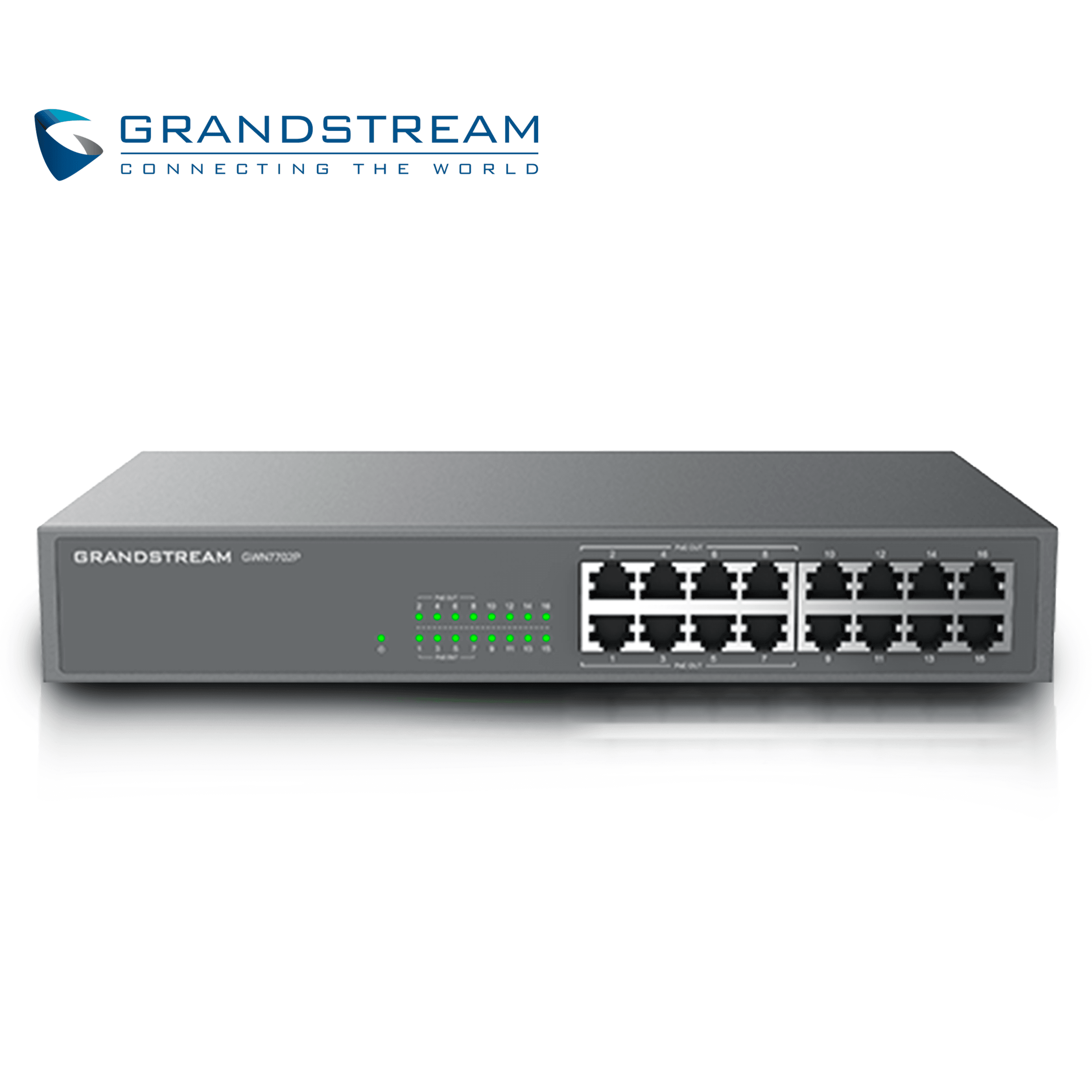 SWITCH NO ADMINISTRABLE POE+ GRANDSTREAM GWN7702P / 16 PUERTOS 10/100/1,000MBPS / 8 PUERTOS POE+ AF/AT / MONTAJE ESCRITORIO/PARED / ALIMENTACION 100-240VCA/150W / METALICO - Miniatura 2