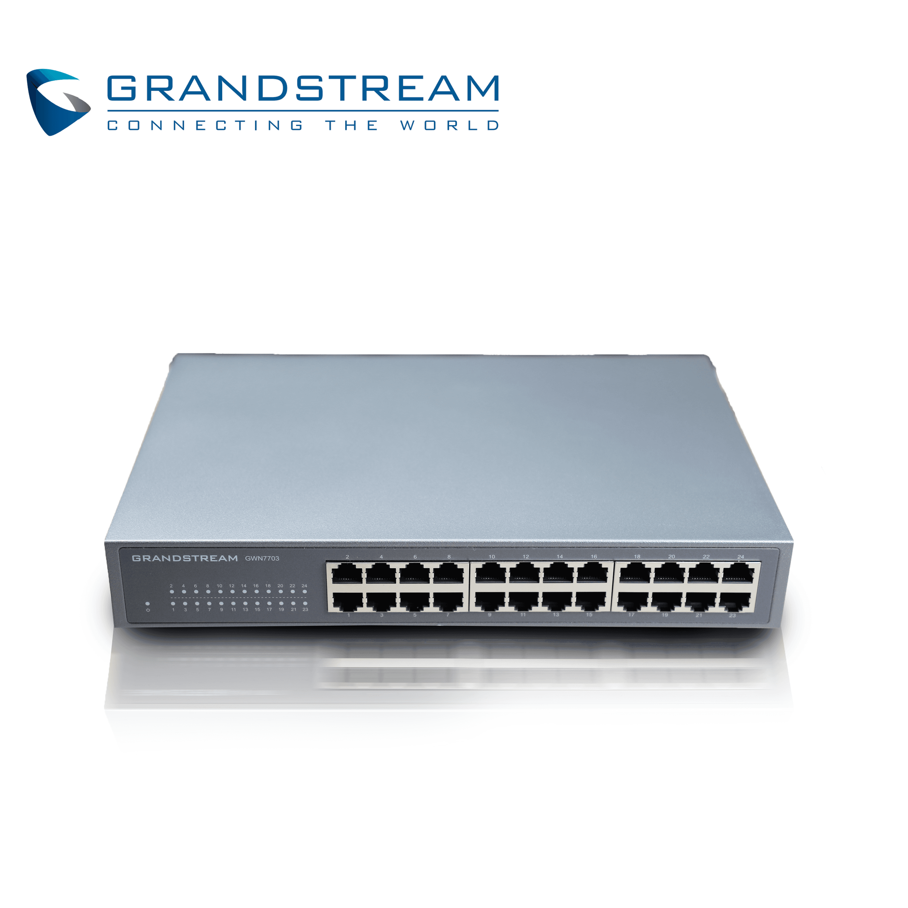 SWITCH NO ADMINISTRABLE GRANDSTREAM GWN7703 / 24 PUERTOS 10/100/1,000MBPS / MONTAJE ESCRITORIO/PARED / ALIMENTACION 100-240VCA/150W / METALICO
 - Miniatura 2