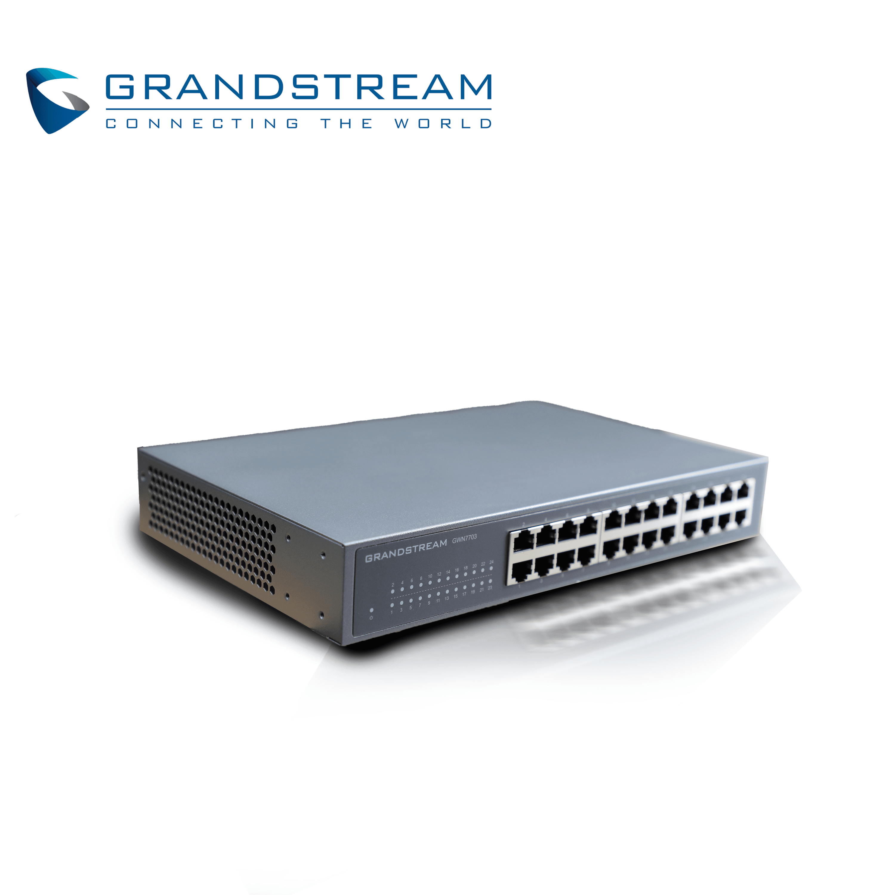 SWITCH NO ADMINISTRABLE GRANDSTREAM GWN7703 / 24 PUERTOS 10/100/1,000MBPS / MONTAJE ESCRITORIO/PARED / ALIMENTACION 100-240VCA/150W / METALICO
 - Miniatura 3