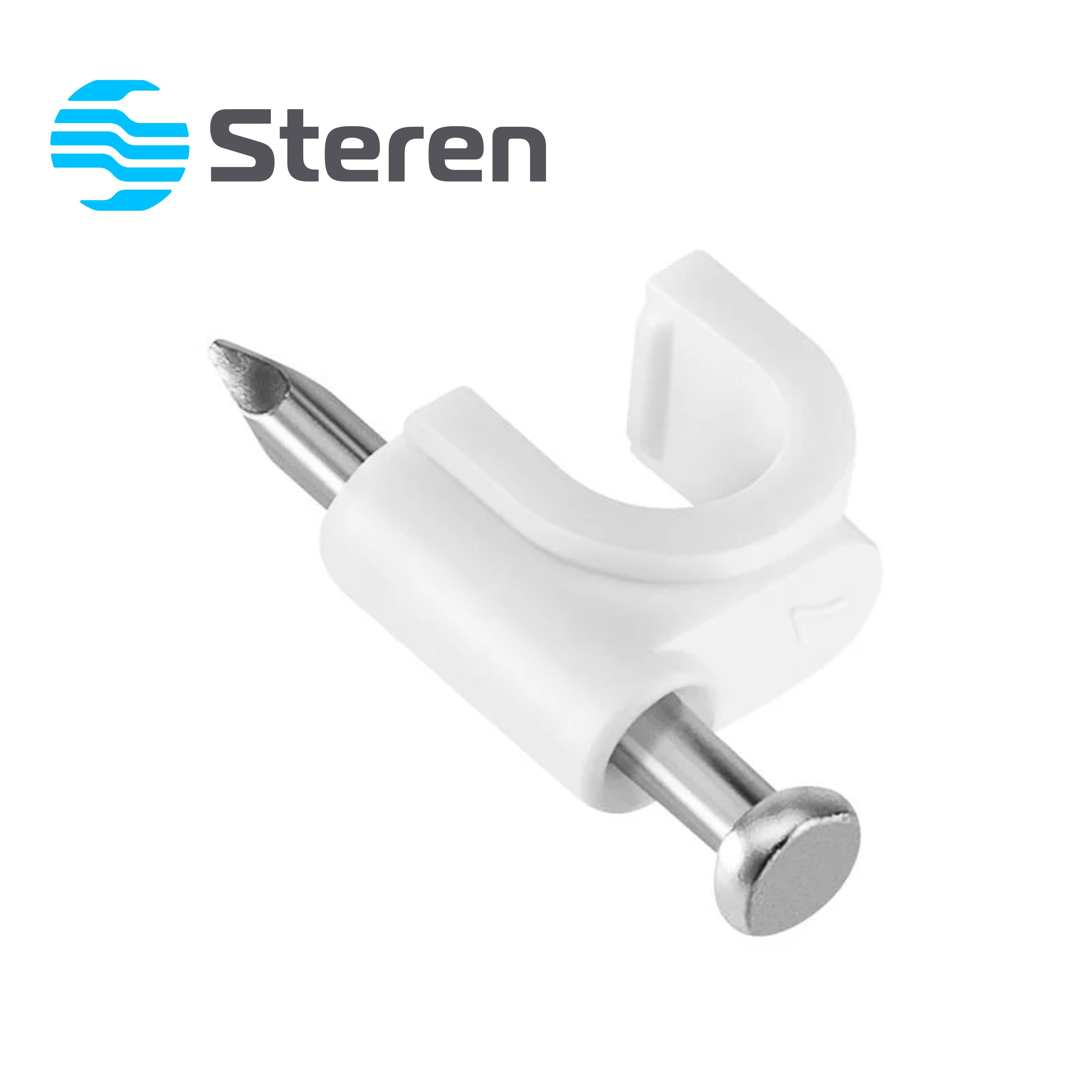 GRAPAS DE PLASTICO BLANCAS STEREN GRA960B / BOLSA CON 50 PZS/ ESPECIAL PARA SUJETAR CONDUCTORES / USO PARA INTERIORES Y EXTERIORES / 7MM ANCHO CAVIDAD / CLAVO DE 1 PULGADA - Miniatura 2