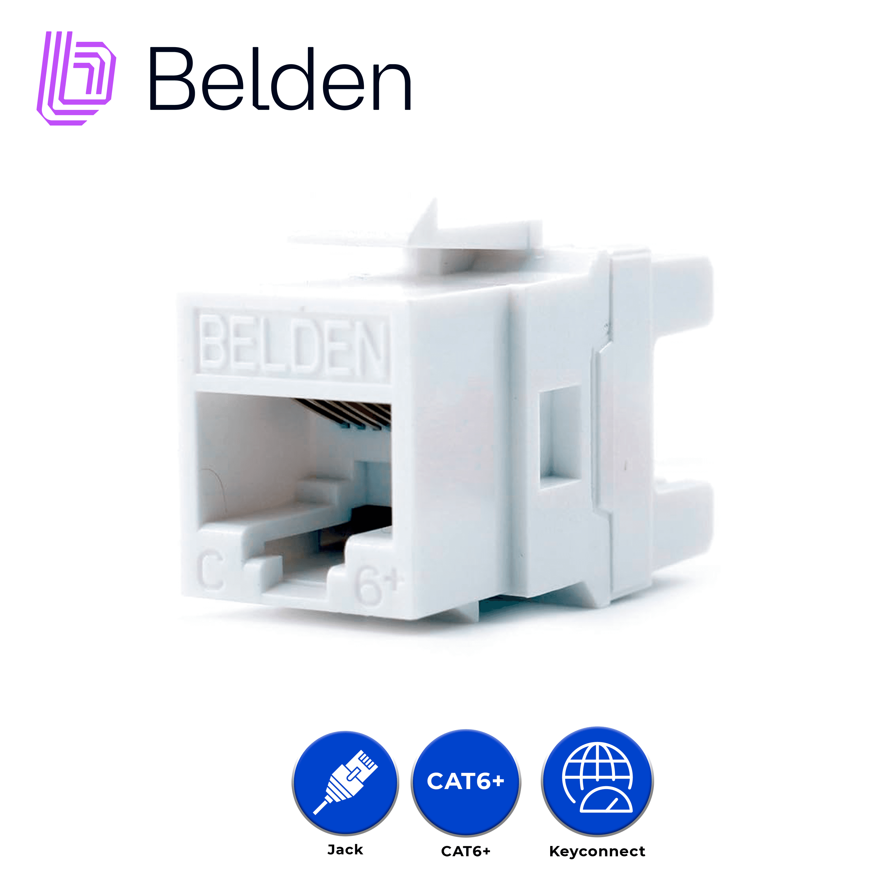 CONECTOR MODULAR JACK CAT6+ RJ45 BELDEN AX101320 / KEYCONNECT / INTERIOR / BLANCO / PIEZA - Miniatura 7