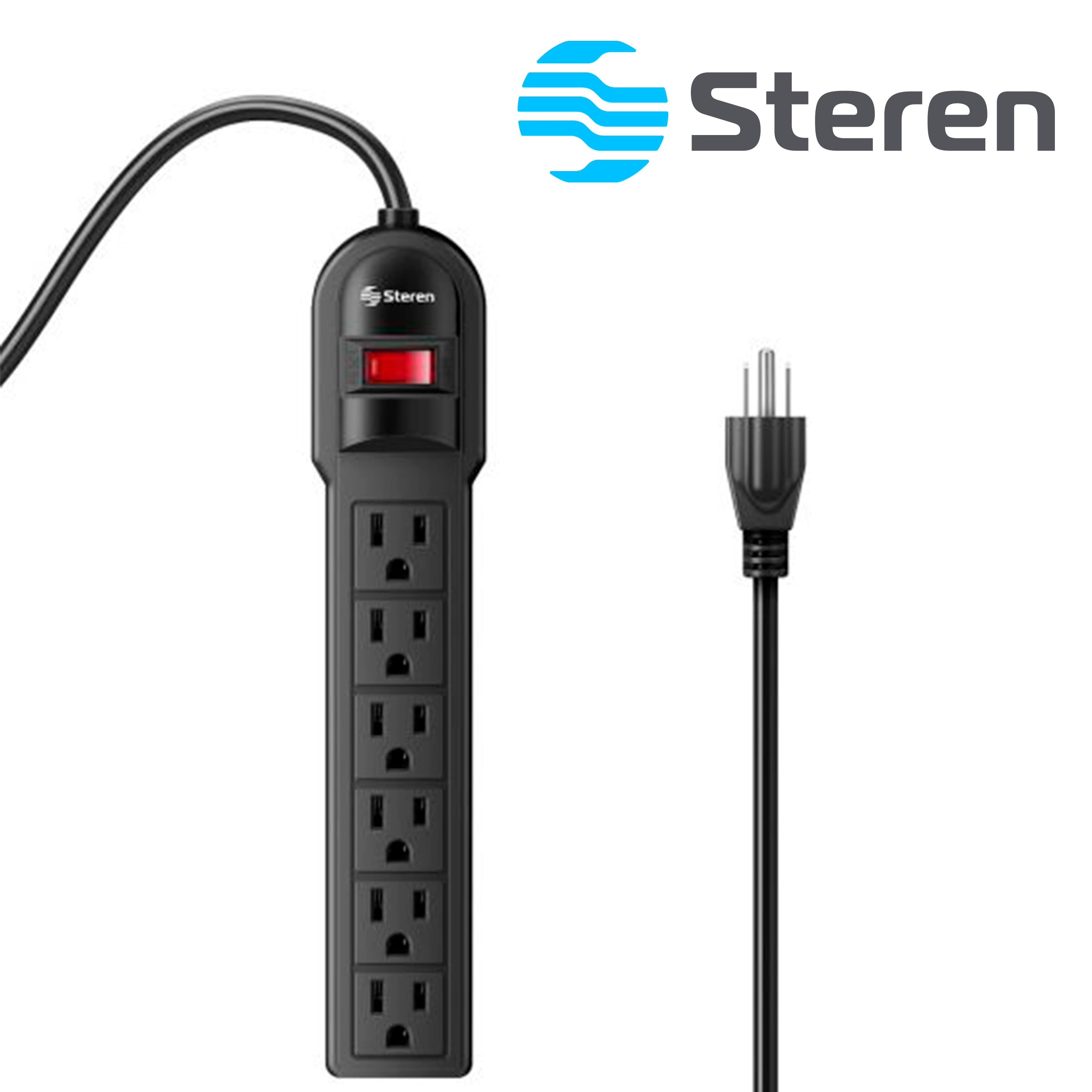MULTICONTACTO DE 6 SALIDAS VERTICALES POLARIZADOS STEREN BARRA MULTI-V 6 NEGRA IDEAL PARA CONECTAR EQUIPOS DE COMPUTO Y APARATOS ELECTRONICOS
 - Miniatura 2
