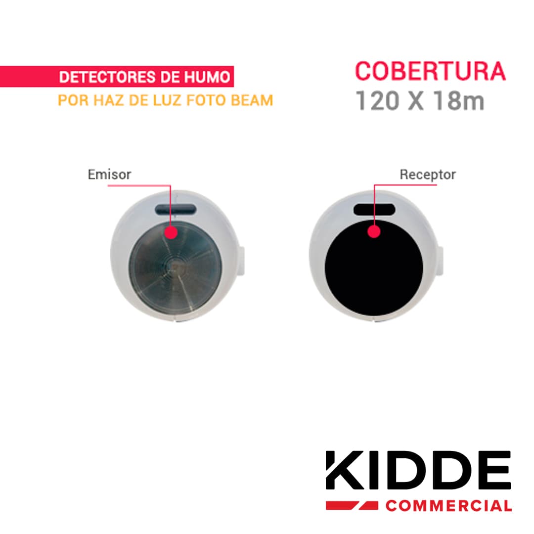 DETECTOR DE HUMO FOTOBEAM CONVENCIONAL KIDDE KC3000-016 (INCLUYE TRANSMISOR Y RECEPTOR) COBERTURA DE HASTA 120X18M - REQUIERE MODULO DE CONTROL DEL KC3000-103 PARA SU FUNCIONAMIENTO
 - Miniatura 7