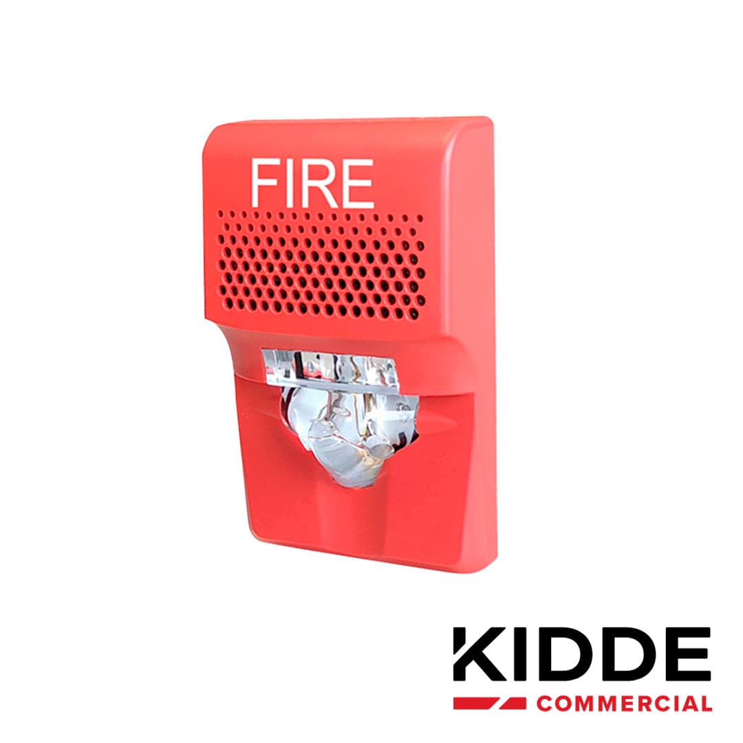 SIRENA CON ESTROBO LED KIDDE EG1AVRF DE 24 VDC 55 mA PARA PARED ROJO COMPATIBLE CON LOS PANELES VS1 Y VS4 (TRABAJA CON PANELES DE TERCEROS A 24VDC) - Miniatura 3