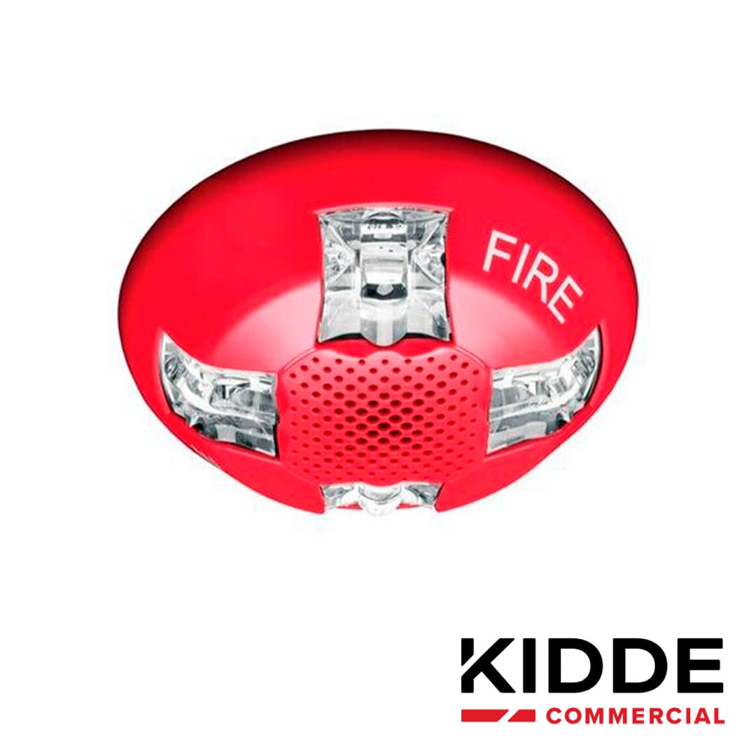 SIRENA CON ESTROBO DE TECHO, 15-115 CD, MARCA KIDDE, EGCAVRF, ROJA, CON LA PALABRA FIRE. PLACA DE CABLEADO INCLUIDA. - Miniatura 5