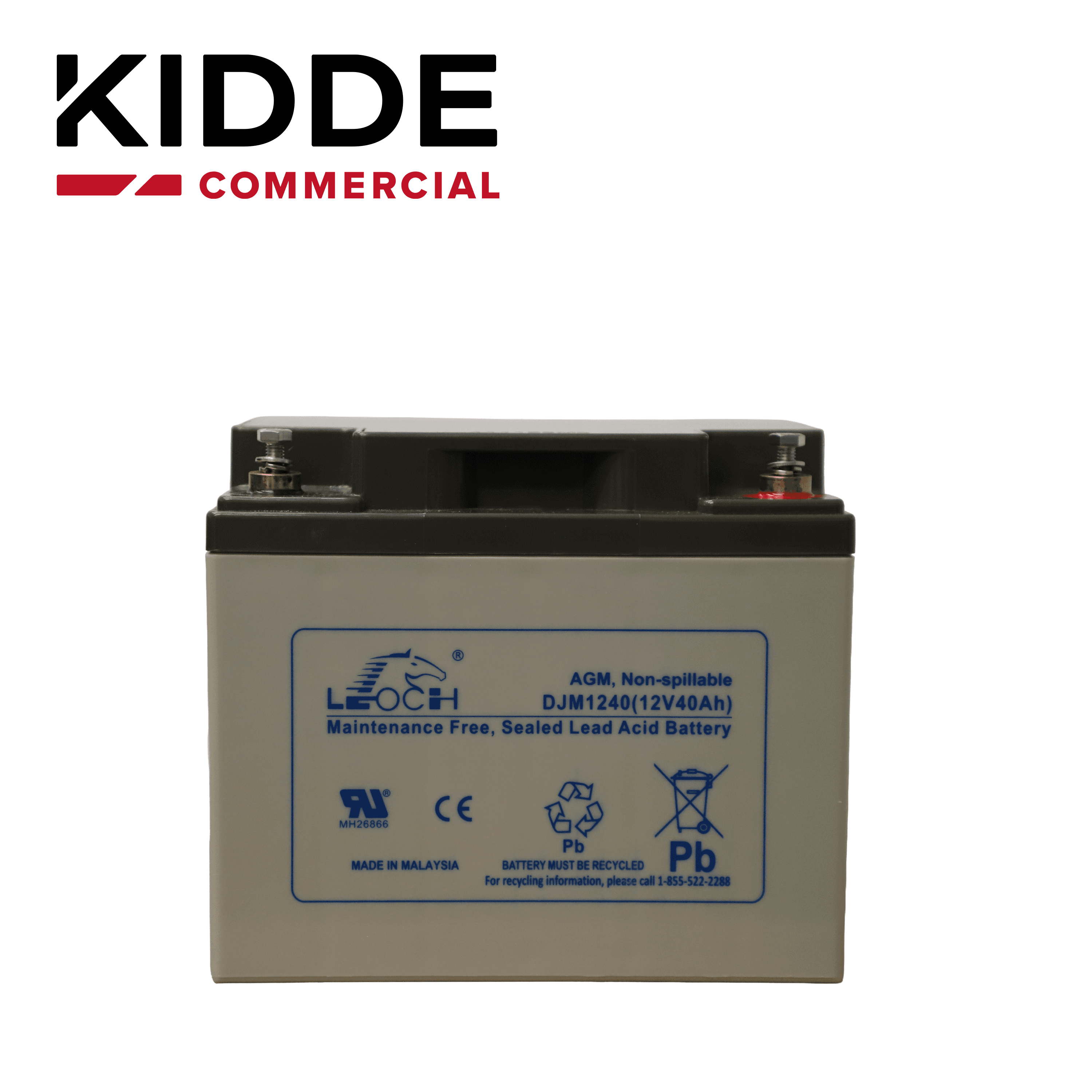 BATERIA DE RESPALDO 12V40A DE ALTA DENSIDAD ENERGETICA Y BAJO MANTENIMIENTO 12V 40AH IDEAL PARA LOS PANELES VS Y VM Y FUENTES AUXILIARES KIDDE - Miniatura 3