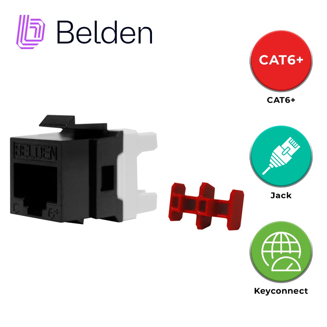 CONECTOR MODULAR JACK CAT6+ RJ45 BELDEN AX101321 / KEYCONNECT / INTERIOR / NEGRO / PIEZA - Miniatura 7