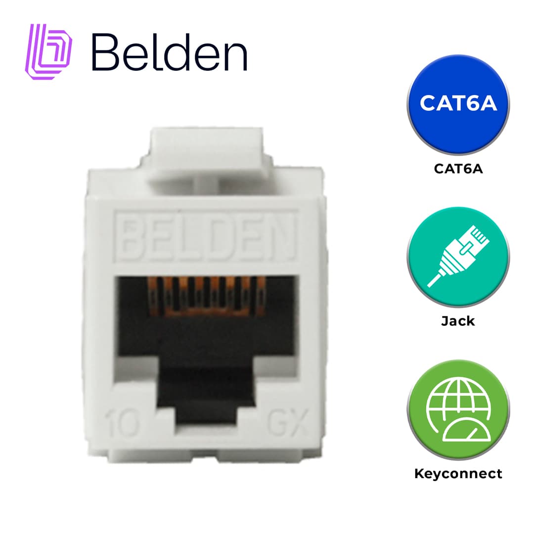 CONECTOR MODULAR JACK CAT6A RJ45 BELDEN AX102282 / KEYCONNECT / INTERIOR / BLANCO / PIEZA - Miniatura 6