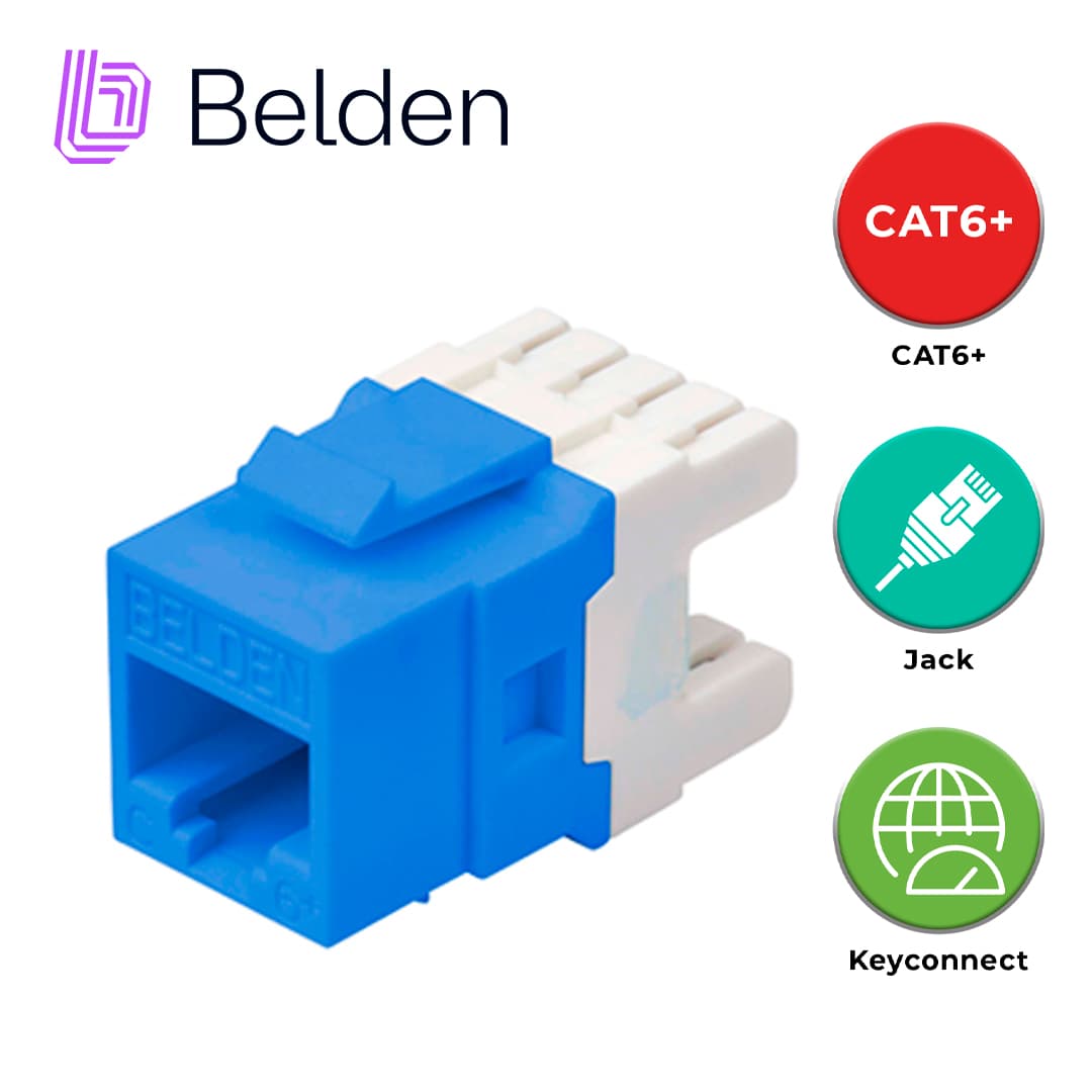 CONECTOR MODULAR JACK CAT6+ RJ45 BELDEN AX104193 / KEYCONNECT / INTERIOR / AZUL / PIEZA - Miniatura 3