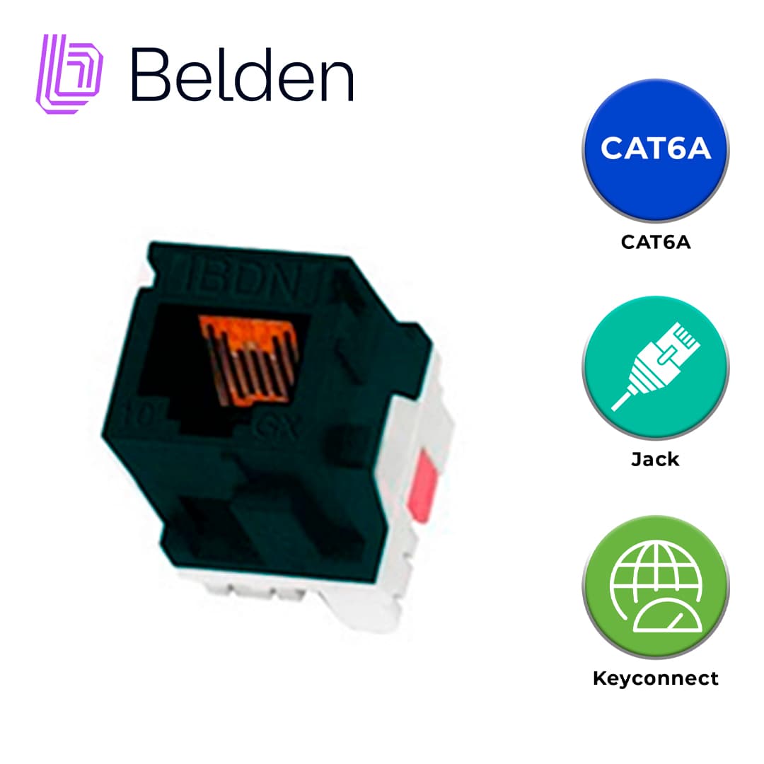 CONECTOR MODULAR JACK CAT6A RJ45 BELDEN AX102283 / KEYCONNECT / INTERIOR / NEGRO / PIEZA - Miniatura 3