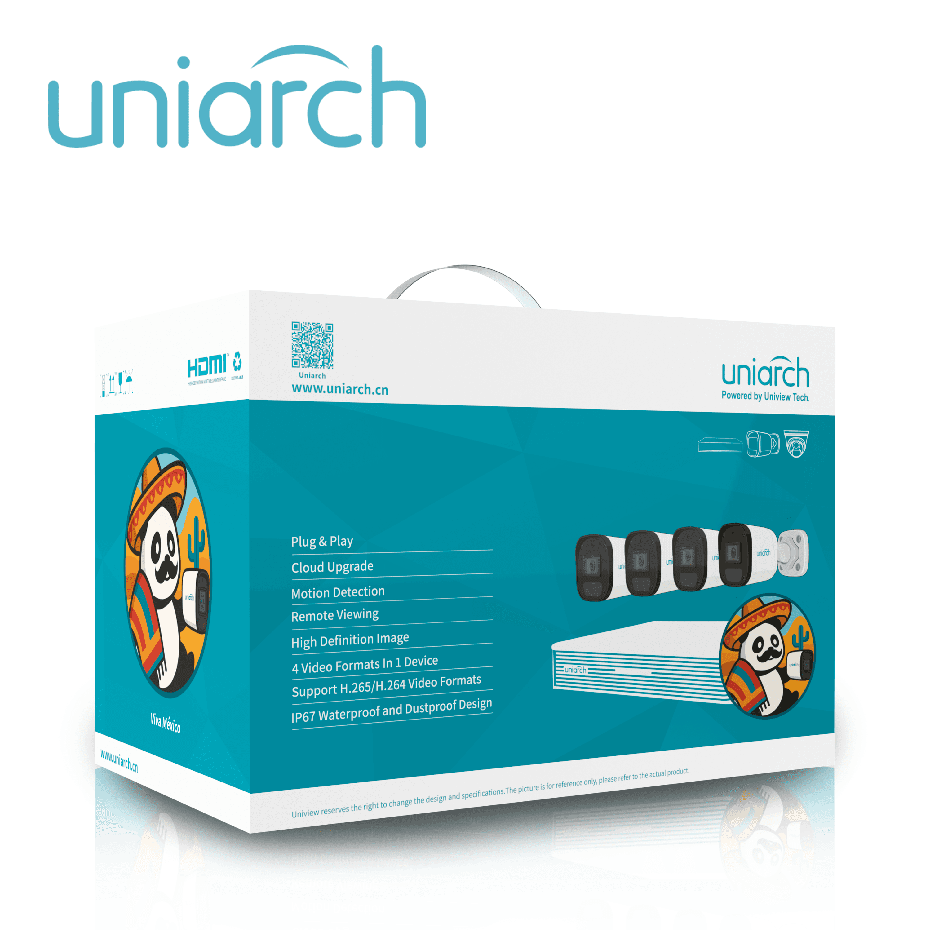KIT MINI FIXED BULLET UNIARCH IPKIT-104S-4BC / 4CAMARAS-MINI- BULLET-2MP / IPC-B132-AF28-E / ULTRA265 / FULL-HD / LENTE 2.8 MM / DWDR / 30MIR MICROFONO INTEGRADO / HUMAN BODY DETECTION 2.0 / DETECCION DE AUDIO / POEAF / IP67 / 1-NVR-104S3-P4-E / HAST - Miniatura 4