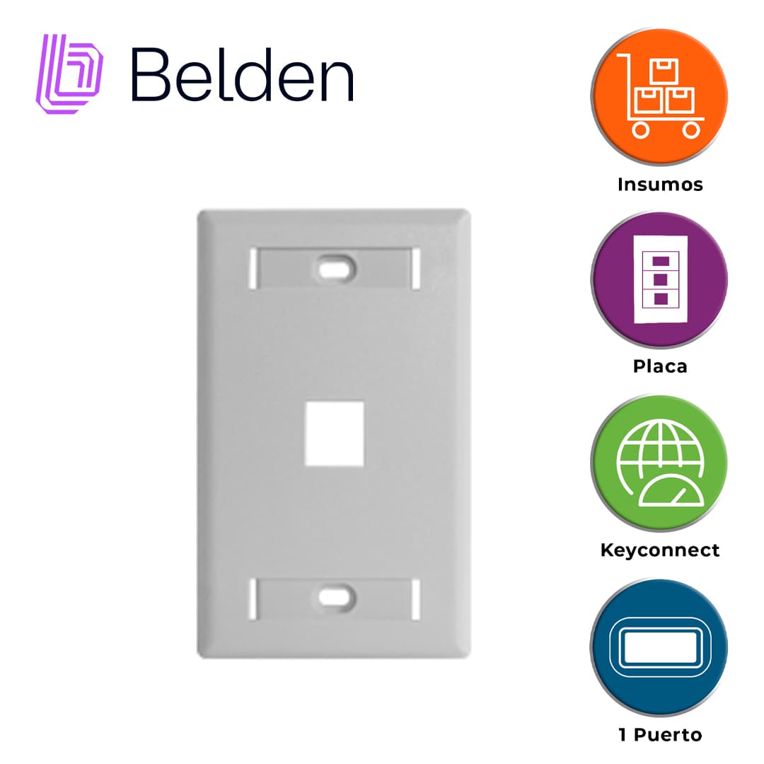 PLACA DE PARED (FACEPLATE) BELDEN AX102660 / INTERIOR / BLANCO /1 PUERTO / PIEZA - Miniatura 5