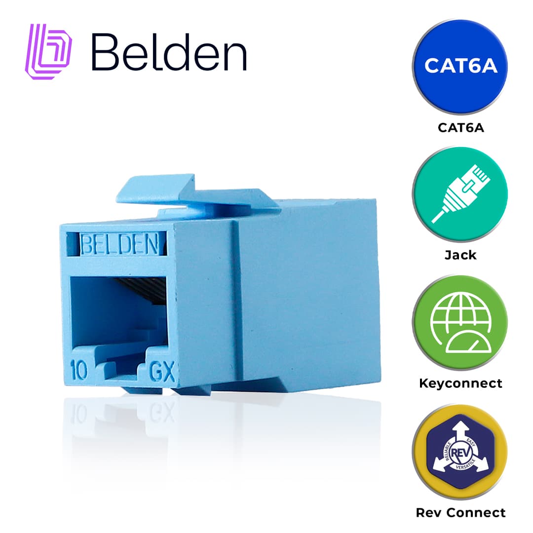 CONECTOR MODULAR JACK RJ45 CAT6A BELDEN RVAMJKUTB-S1 / REVCONNECT / INTERIOR / AZUL CLARO / PIEZA - Miniatura 6