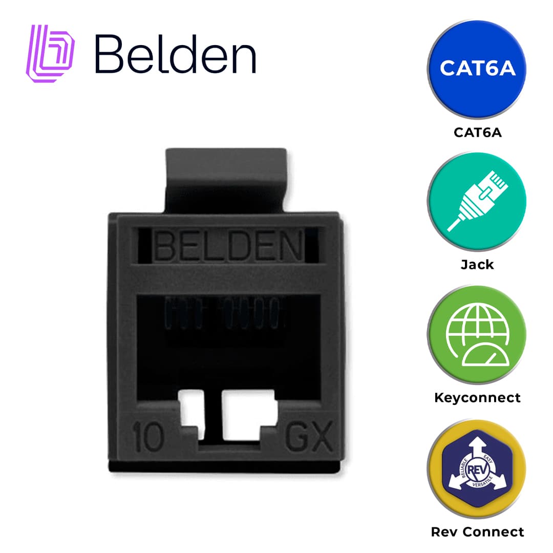 CONECTOR MODULAR JACK CAT6A RJ45 BELDEN RVAMJKUBK-S1 / REVCONNECT / INTERIOR / NEGRO / PIEZA - Miniatura 3
