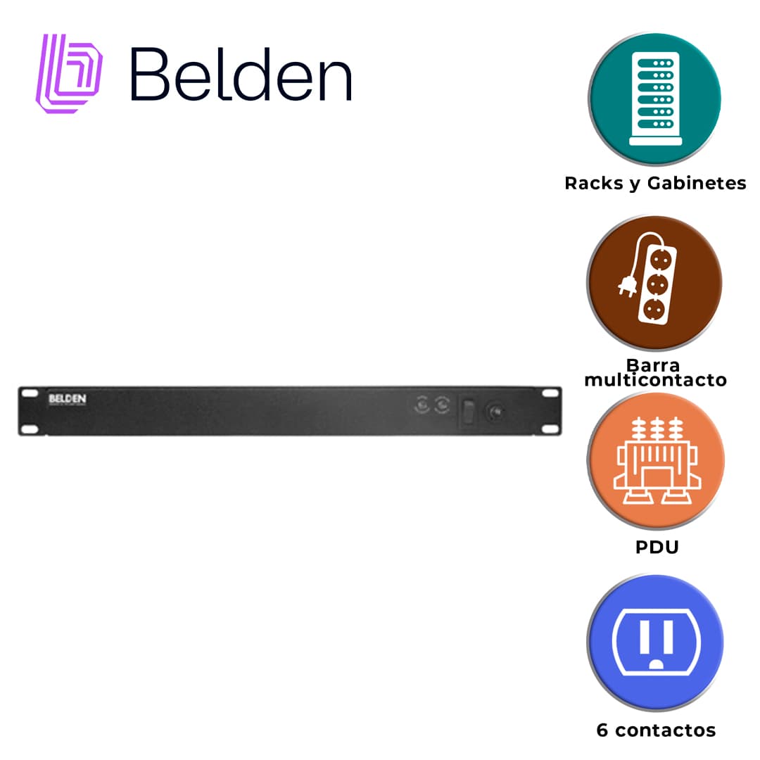 BARRA MULTICONTACTO PDU BELDEN 9BF1-061002 / 6 CONTACTOS FRONTALES / 5 - 15 PLUG / 15A/120V - Miniatura 5