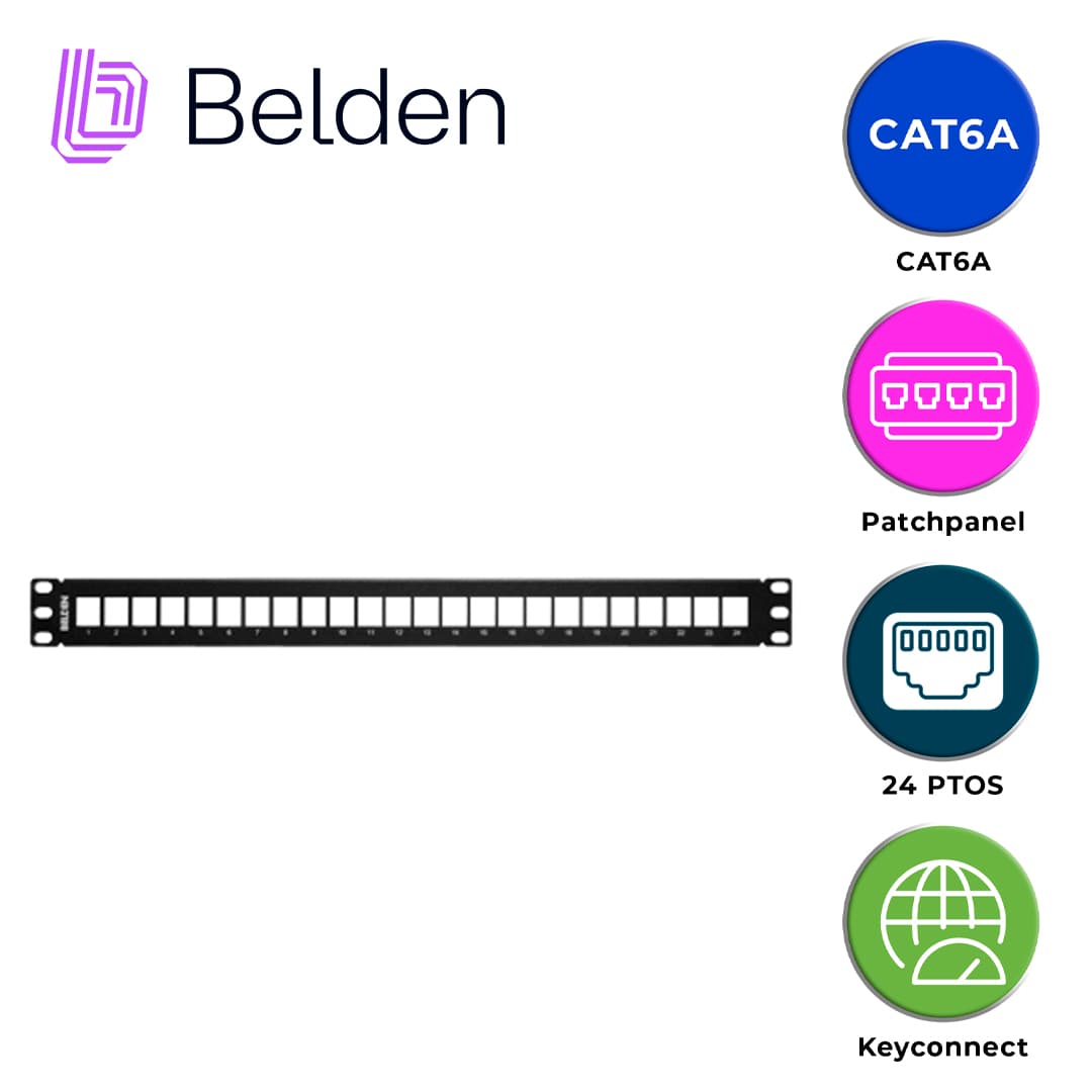 PATCH PANEL KEYCONNECT CAT6/CAT6A BELDEN AX103114 / NEGRO / 24 PUERTOS  / 1UR / MODULAR/VACIO / PIEZA - Miniatura 6