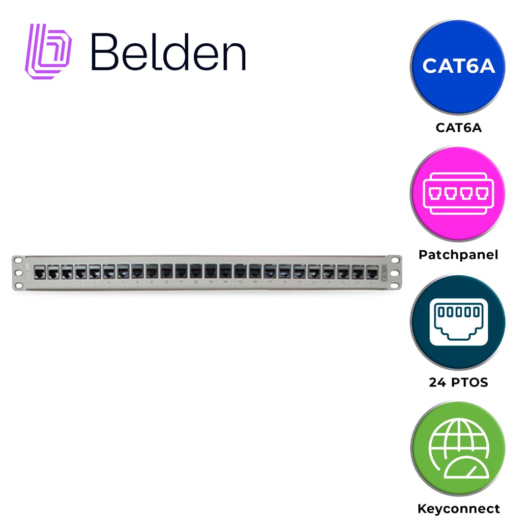 PATCH PANEL KEYCONNECT CAT6A BELDEN AX103254 / TITANIUM / 24 PUERTOS / 1UR / PRECARGADO / PIEZA - Miniatura 4