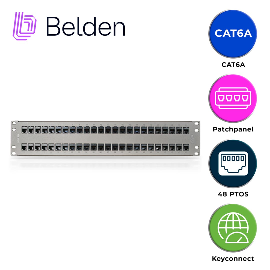 PATCH PANEL KEYCONNECT CAT6A BELDEN AX103256 / TITANIUM / 48 PUERTOS / 2UR / PRECARGADO / PIEZA - Miniatura 4