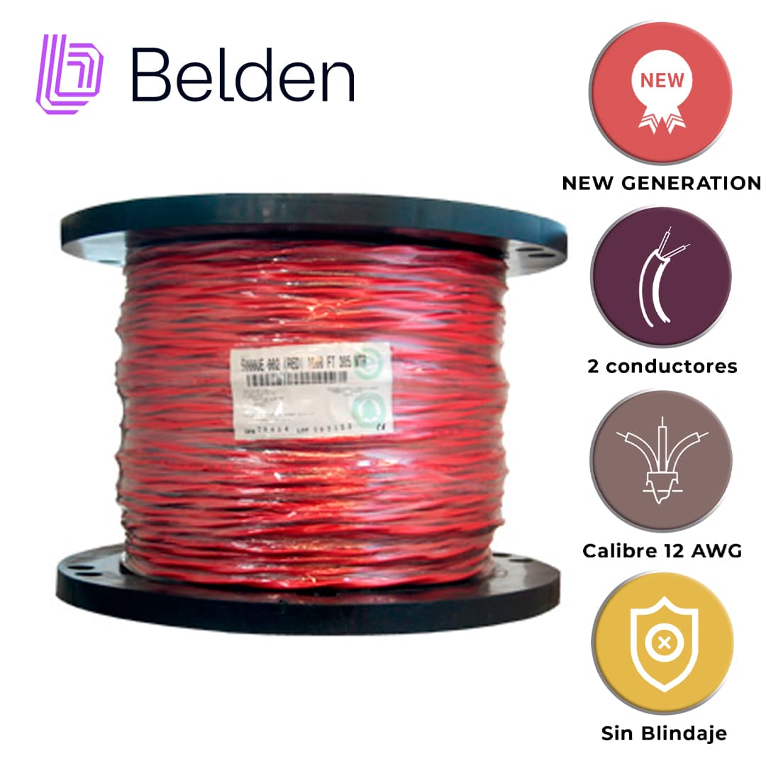 CABLE DE SEGURIDAD Y SONIDO BELDEN 5000UE 0021000 / INTERIOR / ROJO / 2 CONDUCTORES / 12 AWG / MULTIFILAR / FORRO PVC / CMR - CL3R - FPLR / NO BLINDADO / BOBINA / 1,000 PIES 305 METROS - Miniatura 4