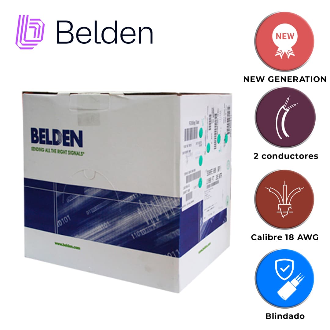 CABLE DE AUDIO COMERCIAL Y SEGURIDAD BELDEN 5300FE 008U1000 / INTERIOR / GRIS / 2 CONDUCTORES / 18 AWG / MULTIFILAR / FORRO PVC / CMR / BLINDADO / EN CAJA / 1,000 PIES 305 METROS - Miniatura 3
