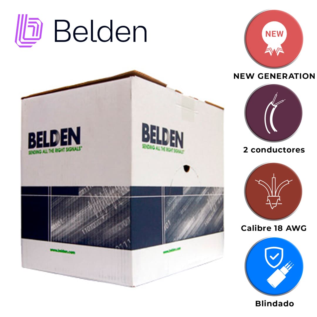 CABLE DE ALARMA CONTRA INCENDIOS BELDEN 5320FL 002U1000 / INTERIOR / ROJO / 2 CONDUCTORES / 18 AWG / SOLIDO / FORRO PVC / CMR - FPLR / BLINDADO / EN CAJA / 1,000 PIES 305 METROS - Miniatura 4