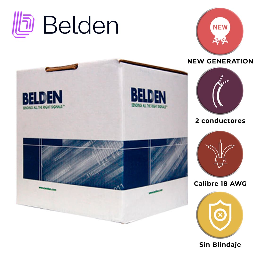 CABLE DE ALARMA CONTRA INCENDIOS BELDEN 5320UL 002U1000 / INTERIOR / ROJO / 2 CONDUCTORES / 18 AWG / SOLIDO / FORRO PVC / CMR - FPLR / EN CAJA / 1,000 PIES 305 METROS - Miniatura 4