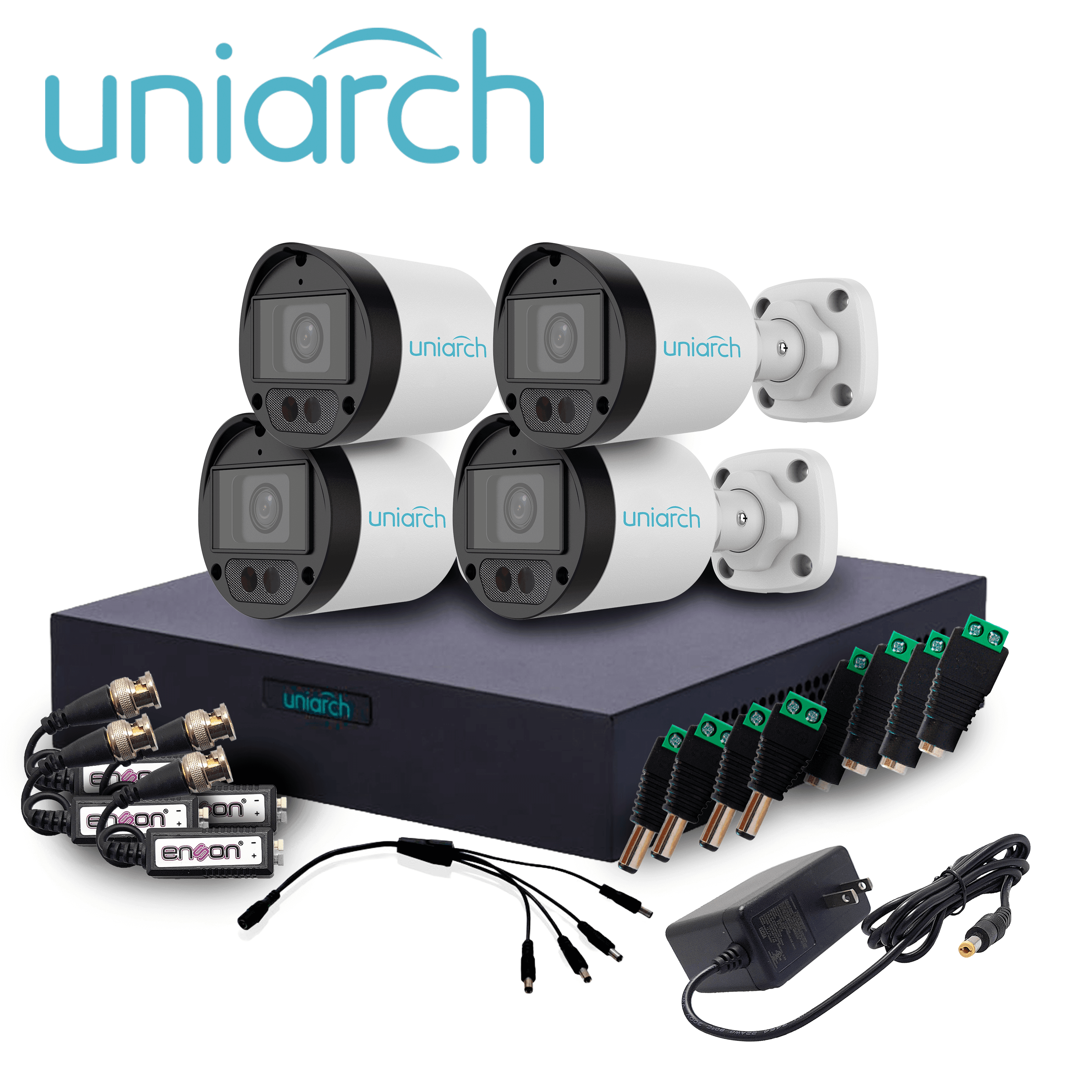 KIT 4X4 HD UNIARCH KIT 4X4 HD 2MP MIC INCLUIDO / 4CAMARAS-BULLET-UAC-B122-AF28LM-H / 2MP / XVR-104F-4CH-ANALOGICOS-2CH-IP / 4TRANSCEPTORES-ENS-VT100 / 4CONECTORES-DE- CORRIENTE-ENS-FC01-HEMBRA / 4CONECTOR DE CORRIENTE ENS-MC01-MACHO / 1FUENTE DE PODE - Miniatura 2