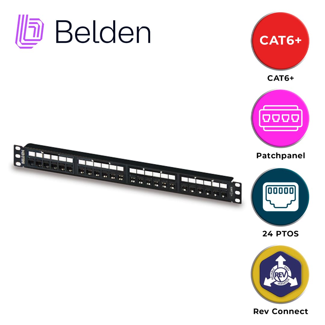 PATCH PANEL REVCONNECT CAT6+ BELDEN RV6PPF1U24BK / NEGRO / 24 PUERTOS / 1UR / PRECARGADO / PIEZA - Miniatura 7
