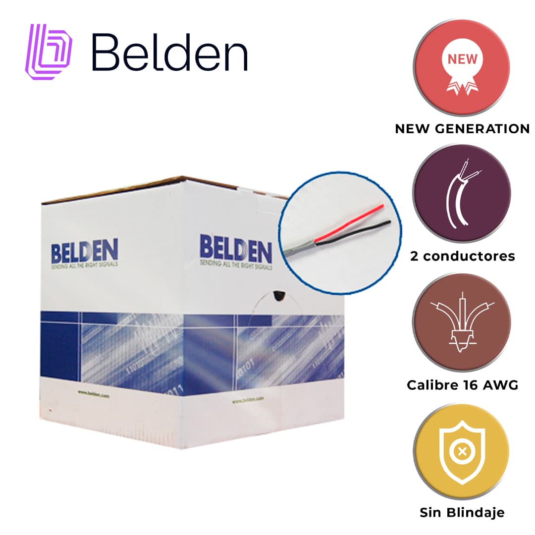 CABLE DE SEGURIDAD Y SONIDO BELDEN 5200UE 008U1000 / INTERIOR / GRIS / 2 CONDUCTORES / 16 AWG / MULTIFILAR / FORRO PVC / CMR / EN CAJA / 1,000 PIES 305 METROS - Miniatura 3
