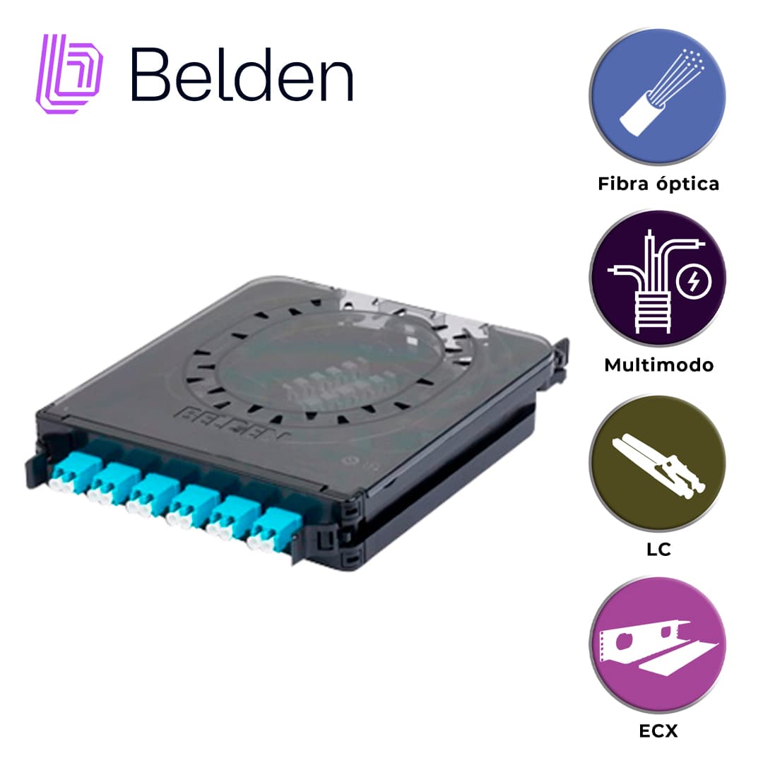 CASSETTE FX ECX MULTIMODO BELDEN  FC3X06LDFS / OM3 / AQUA / LC DUPLEX / 6 PUERTOS - Miniatura 3