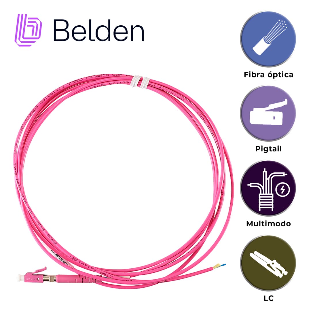 CONECTOR PIGTAIL MULTIMODOO BELDEN FT4LC2MMPS01 / OM4 / ERIKA VIOLETA / LC SIMPLEX / 2 METROS - Miniatura 5