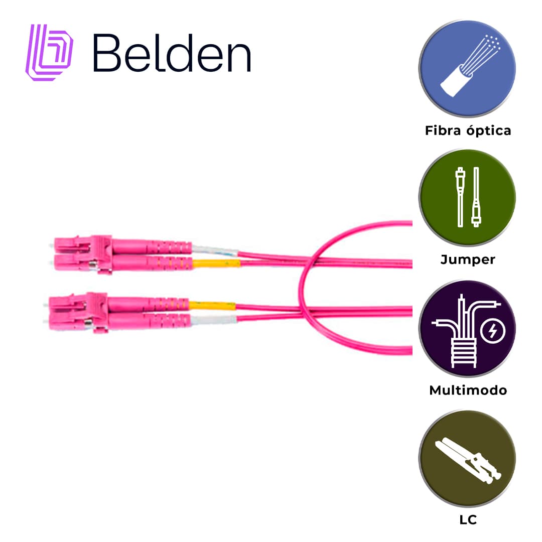 JUMPER DE FIBRA OPTICA MULTIMODO BELDEN FP4LDLD003M / INTERIOR / ERIKA VIOLETA / OM4 / LC DUPLEX - LC DUPLEX / 50/125 MICRAS / OFNR / 3 METROS - Miniatura 3