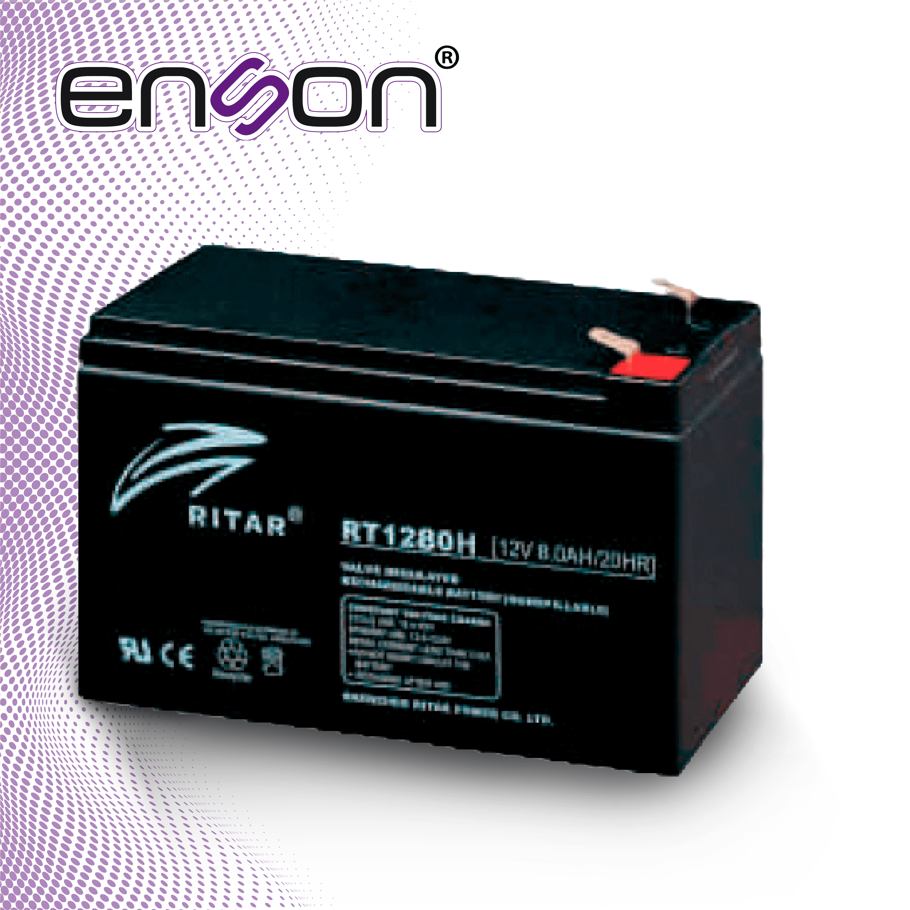 BATERIA DE REEMPLAZO ENSON ENS-BT712R / 12V 7AH / BASE PLOMO-ACIDO / COMPATIBLE CON UPS ENSON ENS- EA260 - Miniatura 3