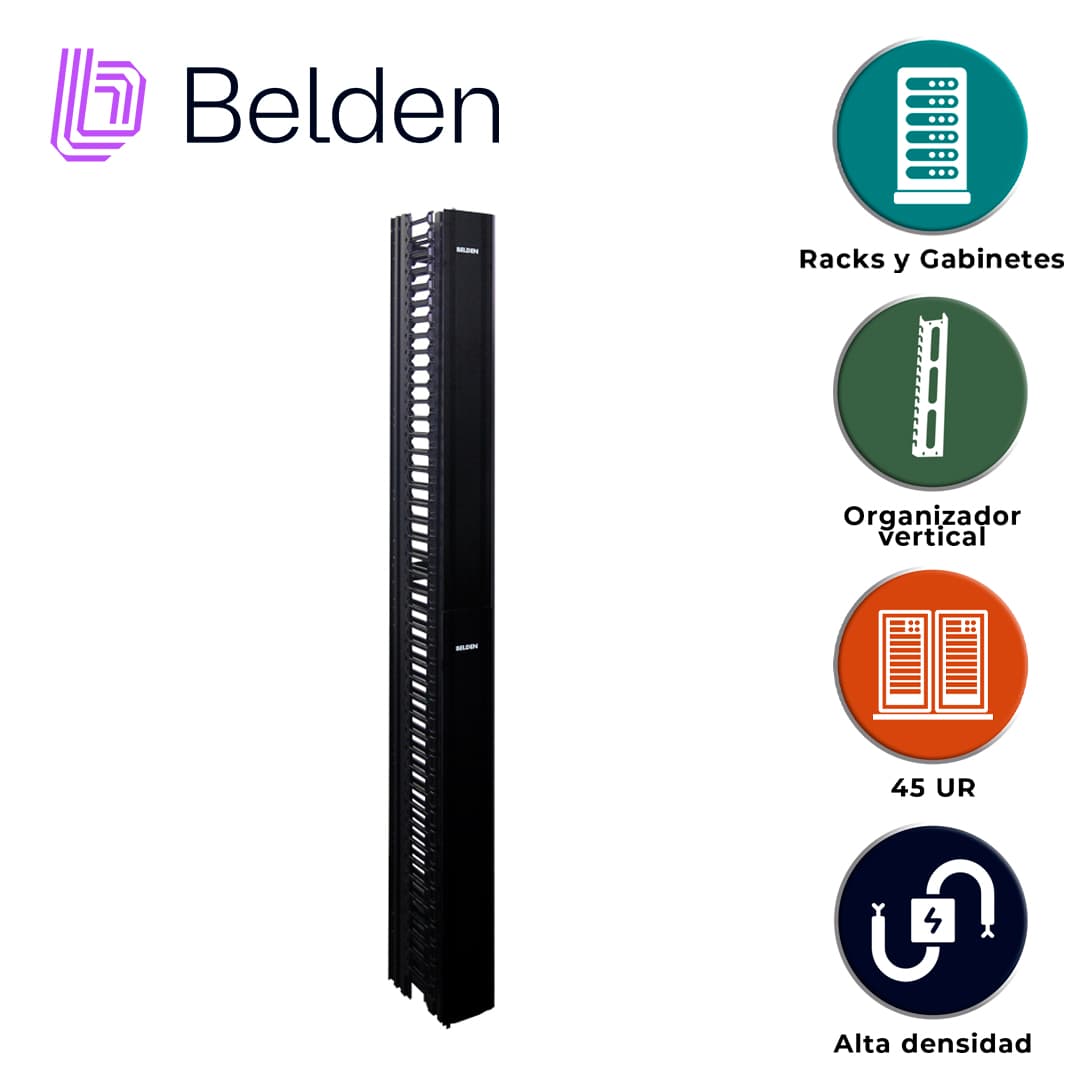 ORGANIZADOR VERTICAL BELDEN BHVHH06 DE ALTA DENSIDAD 6PULGADAS ANCHO 84 PULGADAS ALTO ADMINISTRACION FRONTAL Y POSTERIOR 45 UR CON TAPA NEGRO - Miniatura 5
